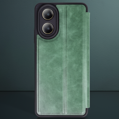 Oppo A38 Kılıf Flip Cover - Koyu Yeşil