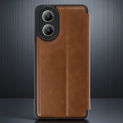 Oppo A38 Kılıf Flip Cover - Taba