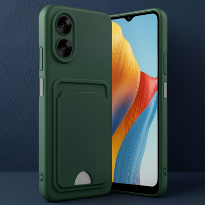 Oppo A38 Kılıf Kelvin Kartvizitli Silikon - Koyu Yeşil