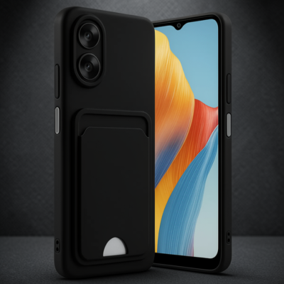 Oppo A38 Kılıf Kelvin Kartvizitli Silikon - Siyah