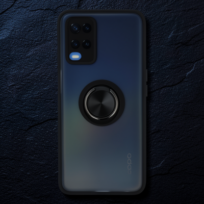 Oppo A54 4g Kılıf Montreal Yüzüklü Silikon Kapak - Siyah