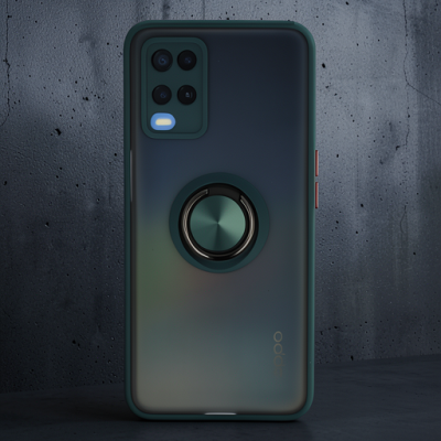 Oppo A54 4g Kılıf Montreal Yüzüklü Silikon Kapak - Yeşil