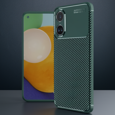 Oppo A60 Kılıf Auto Focus Karbon Kapak - Koyu Yeşil