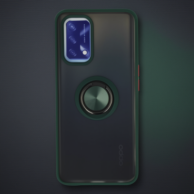 Oppo A74 4g Kılıf Montreal Yüzüklü Silikon Kapak - Yeşil
