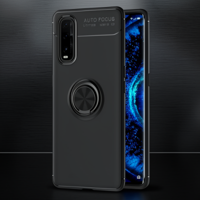 Oppo Find X2 Kılıf Range Yüzüklü Silikon - Siyah