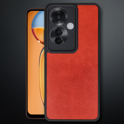 Oppo Reno 11f Kılıf Aras Deri Kapak - Kırmızı