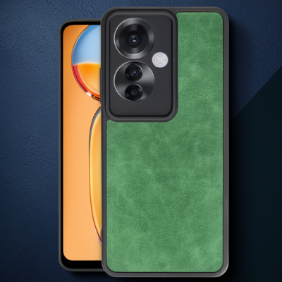Oppo Reno 11f Kılıf Aras Deri Kapak - Koyu Yeşil
