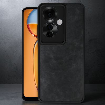 Oppo Reno 11f Kılıf Aras Deri Kapak - Siyah