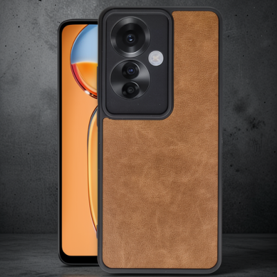 Oppo Reno 11f Kılıf Aras Deri Kapak - Taba