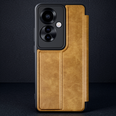 Oppo Reno 11f Kılıf Flip Cover - Taba