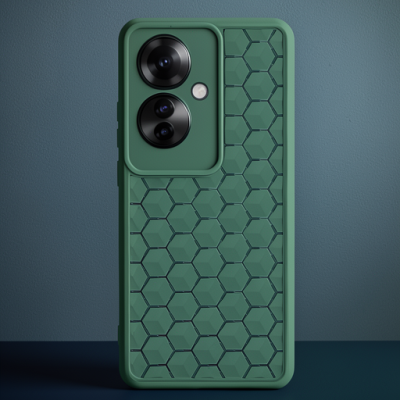Oppo Reno 11f Kılıf Petek Silikon Kapak - Koyu Yeşil