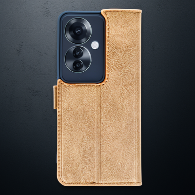 Oppo Reno 11f Kılıf Trend S Plus Kapaklı Kılıf - Taba