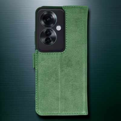 Oppo Reno 11f Kılıf Trend S Plus Kapaklı Kılıf - Yeşil