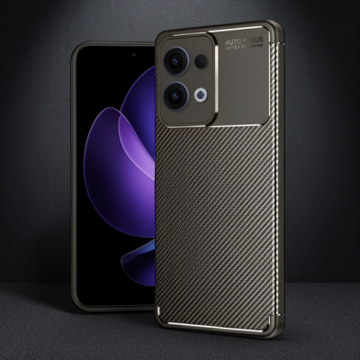 Oppo Reno 13 Pro Kılıf Auto Focus Karbon Kapak - Kahverengi