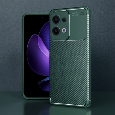 Oppo Reno 13 Pro Kılıf Auto Focus Karbon Kapak - Koyu Yeşil
