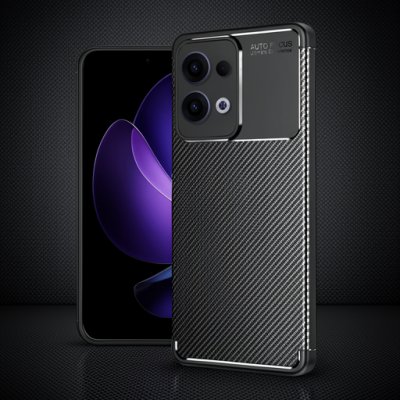 Oppo Reno 13 Pro Kılıf Auto Focus Karbon Kapak - Siyah