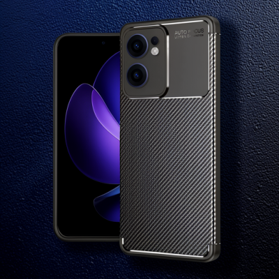 Oppo Reno 13f Kılıf Auto Focus Karbon Kapak - Kahverengi