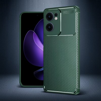 Oppo Reno 13f Kılıf Auto Focus Karbon Kapak - Koyu Yeşil