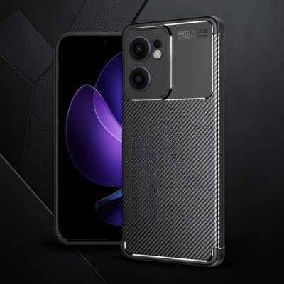 Oppo Reno 13f Kılıf Auto Focus Karbon Kapak - Siyah