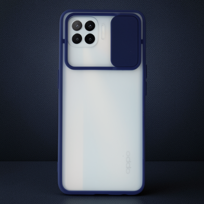 Oppo Reno 4 Lite Kılıf Palm Buzlu Kamera Sürgülü Silikon - Lacivert