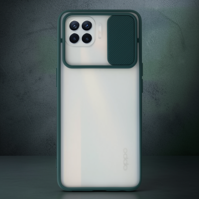 Oppo Reno 4 Lite Kılıf Palm Buzlu Kamera Sürgülü Silikon - Yeşil