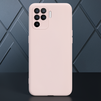 Oppo Reno 5 Lite Kılıf Nano İçi Kadife Silikon - Pudra
