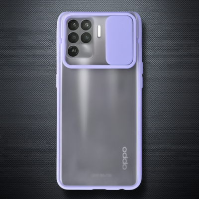 Oppo Reno 5 Lite Kılıf Palm Buzlu Kamera Sürgülü Silikon - Lila