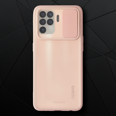 Oppo Reno 5 Lite Kılıf Palm Buzlu Kamera Sürgülü Silikon - Pembe