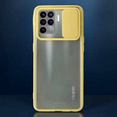 Oppo Reno 5 Lite Kılıf Palm Buzlu Kamera Sürgülü Silikon - Sarı