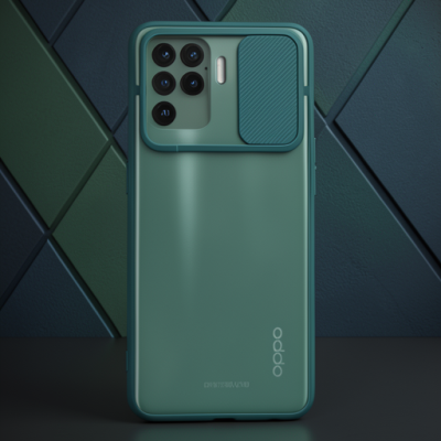 Oppo Reno 5 Lite Kılıf Palm Buzlu Kamera Sürgülü Silikon - Yeşil