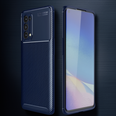Oppo Reno 5 Pro Kılıf Auto Focus Karbon Kapak - Lacivert