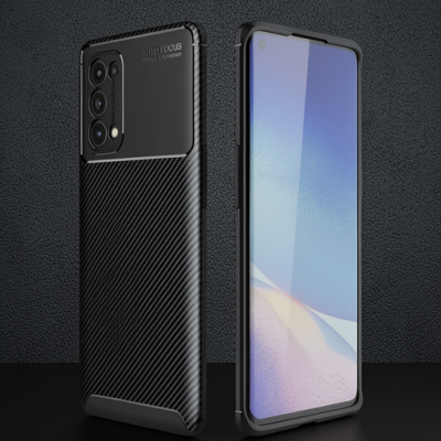 Oppo Reno 5 Pro Kılıf Auto Focus Karbon Kapak - Siyah
