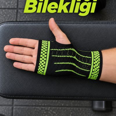 Örgü Dokulu El Bilek Desteği Siyah Yeşil Tasarım