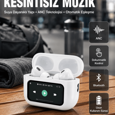 Otomatik Bağlantılı Bluetooth Kulaklık ANC Özellikli Su ve Ter Dayanıklı Yeni Nesil