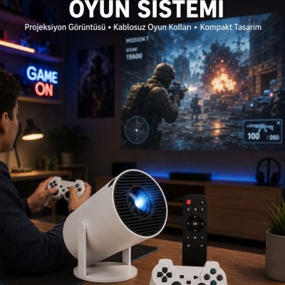 Oyun Konsolu Uyumlu Kablosuz Projeksiyon Cihazı Ev Sinema Deneyimi Yeni Nesil