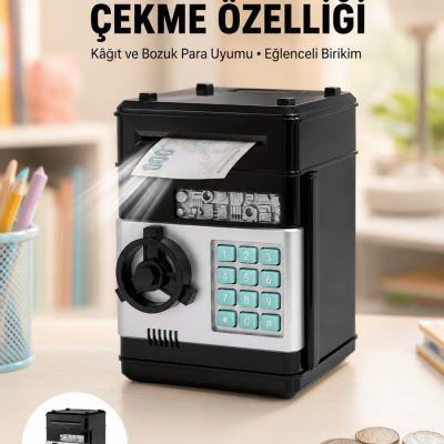 Para Kasası Görünümlü Elektronik Şifreli Kumbara