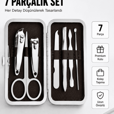 Paslanmaz Çelik Kişisel Bakım Seti – 7 Parça