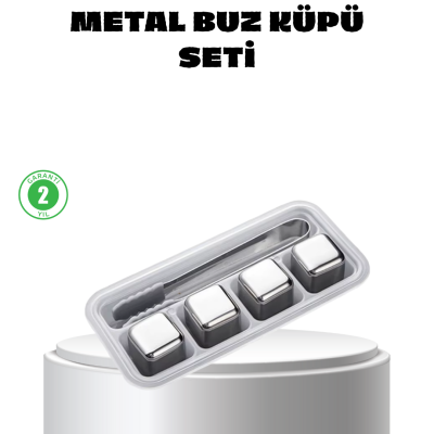 Paslanmaz Çelik Metal Buz Küpü Seti Sulandırmadan Soğutma ve Klips Dahil