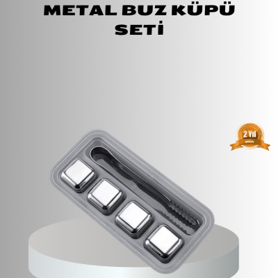 Paslanmaz Metal Buz Küpleri Seti Klipsli Sulandırmadan Soğutma Özellikli