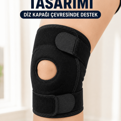 Patella Destekli Kısa Dizlik Ayarlanabilir Bantlı Diz Koruyucu Destek