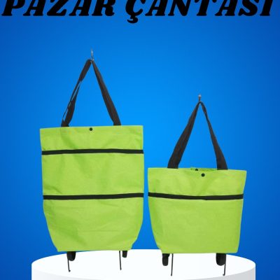 Pazar Arabası ve Alışveriş Çantası Çift Yönlü Kolay Tekerlekli Taşınabilir