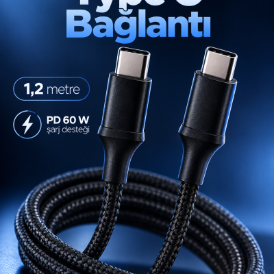 PD Destekli Type C Şarj ve Veri Kablosu LED Işıklı Tasarım