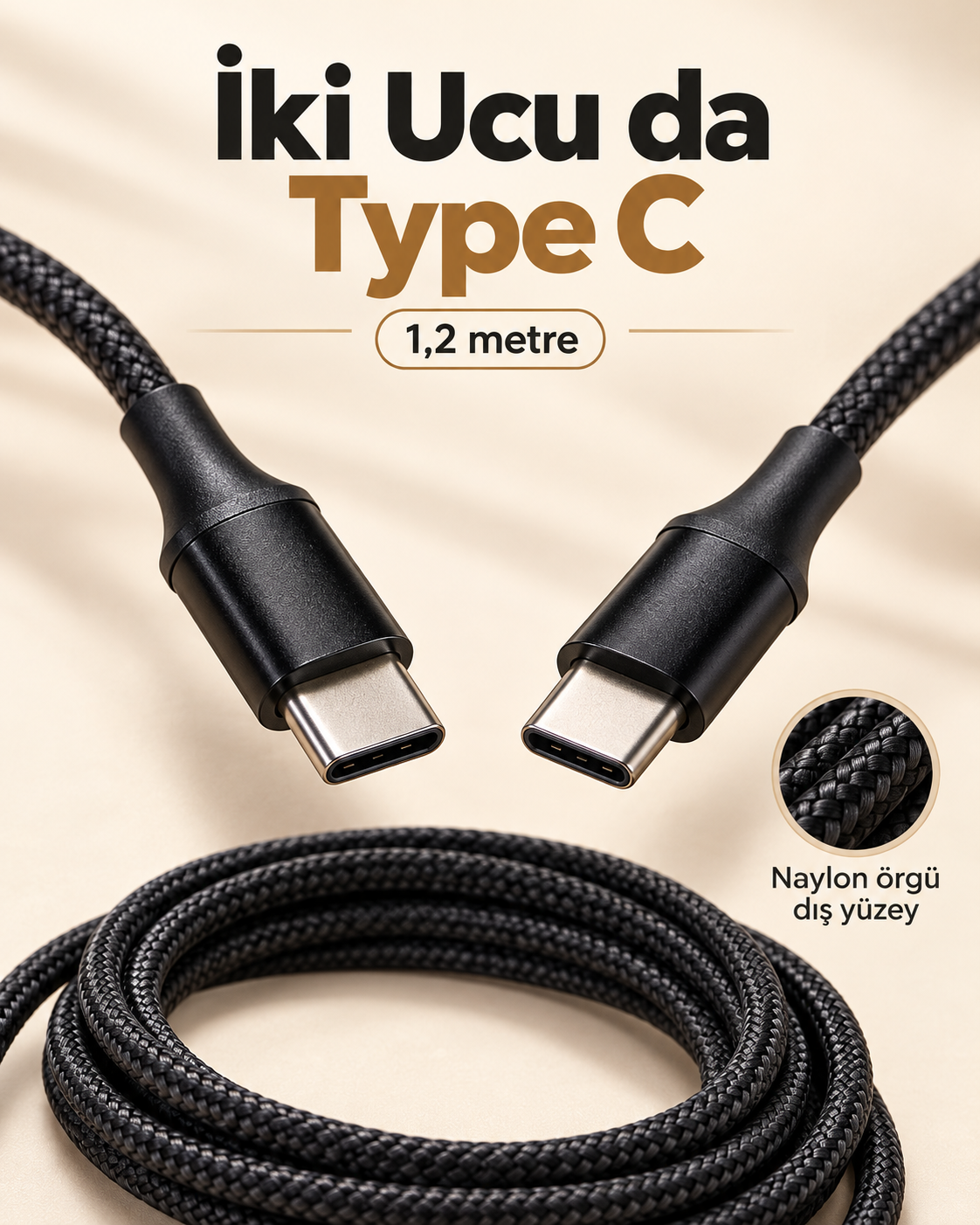 Uyumlu Telefon ve Dizüstü Bilgisayarlar İçin PD Type C Şarj Kablosu