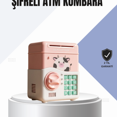 Pembe Elektronik Şifreli Otomatik Para Çeken ATM Kumbarası