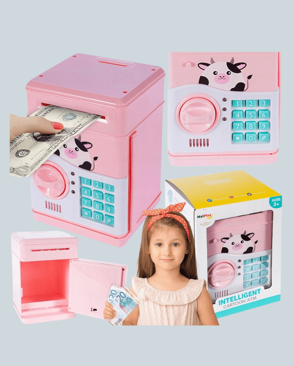Pembe Elektronik Şifreli Otomatik Para Çeken ATM Kumbarası