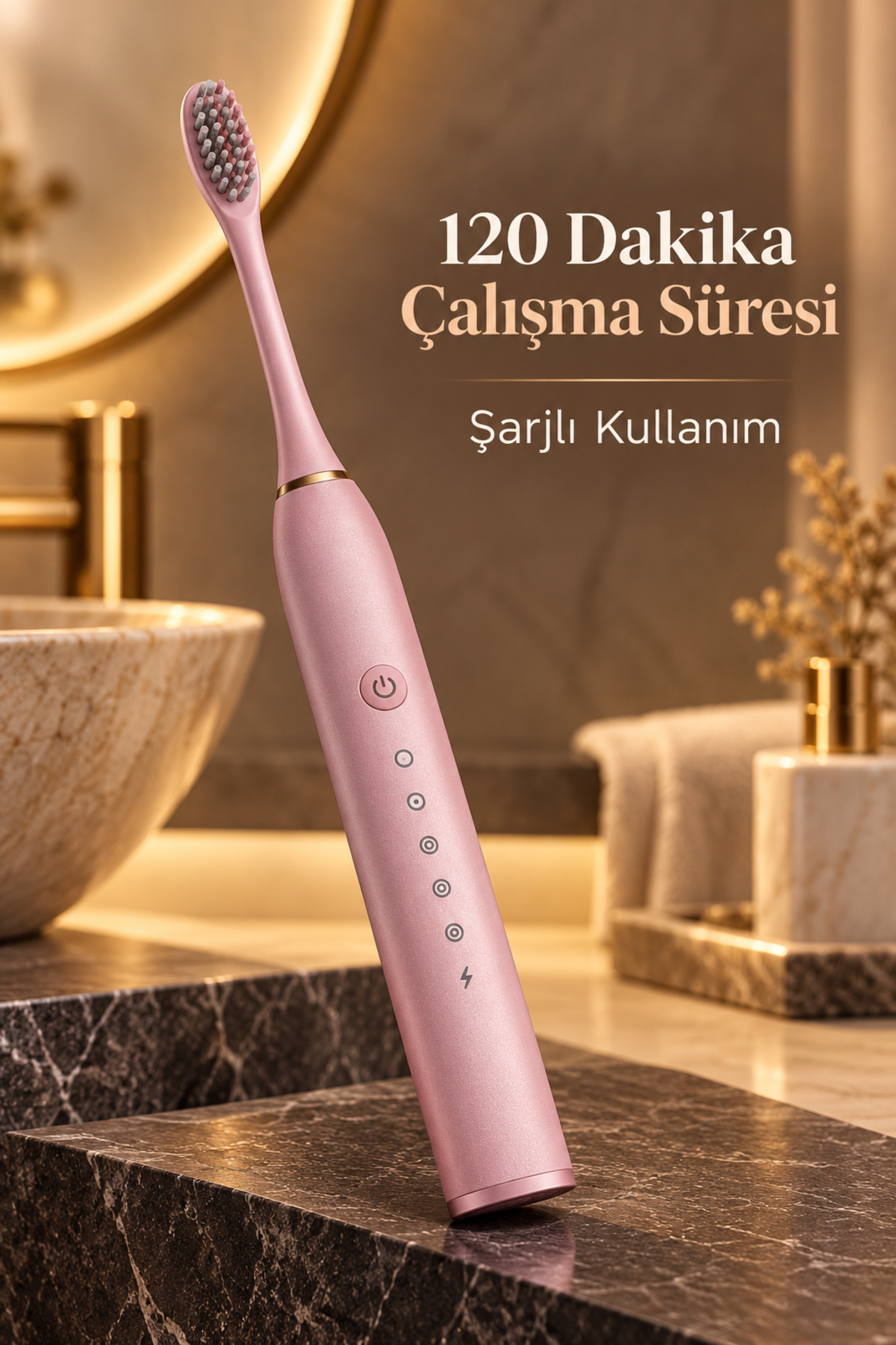Pembe Şarjlı Diş Fırçası 2 Dakika Zamanlayıcılı