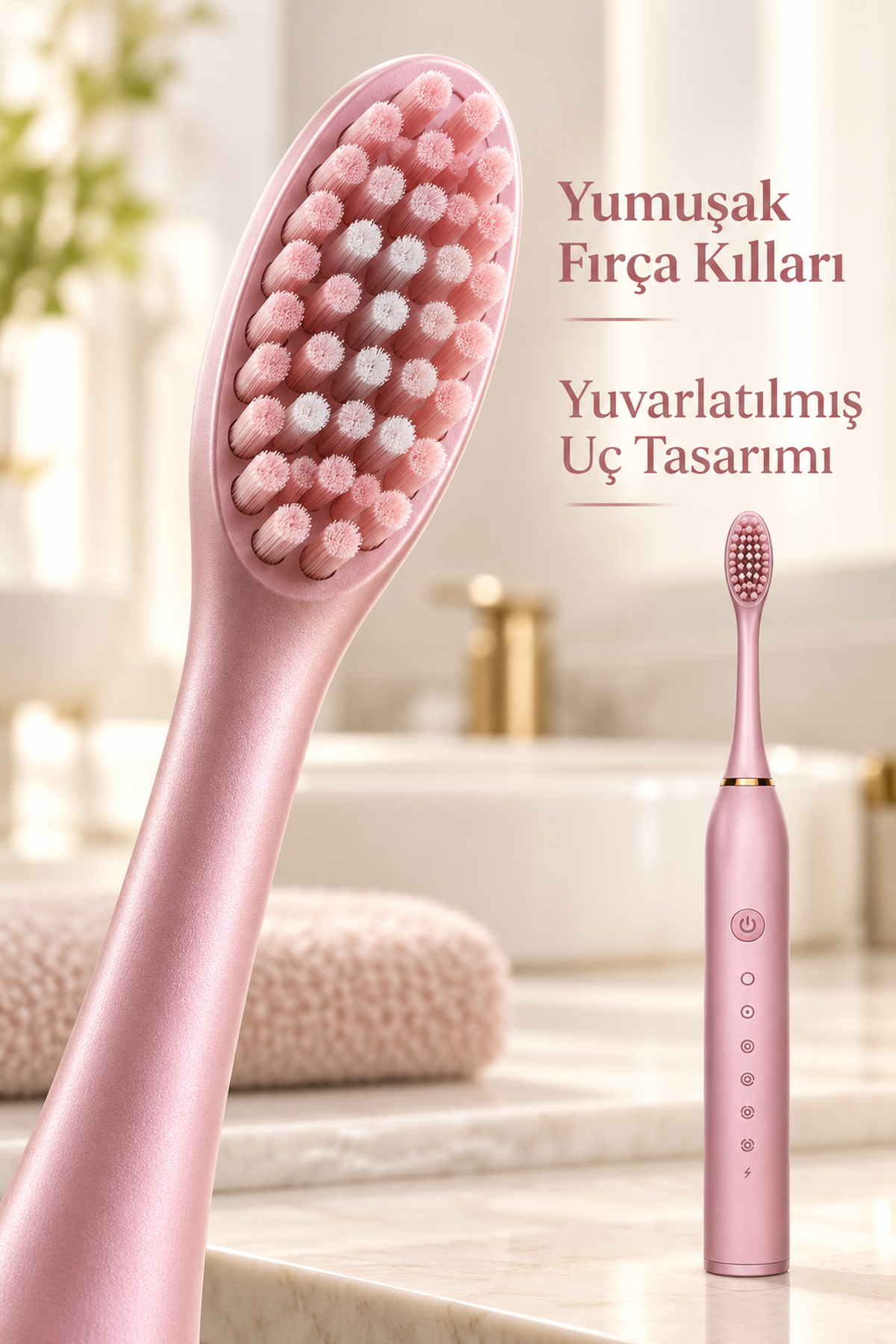 Pembe Şarjlı Diş Fırçası 2 Dakika Zamanlayıcılı