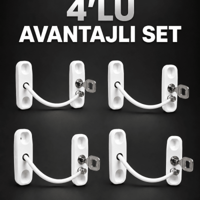 Pencere Güvenlik Kilidi Anahtarlı Çocuk Emniyet Kilidi 4’lü Set