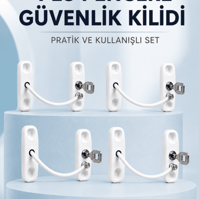 Pencere ve Kapılar İçin Anahtarlı Güvenlik Kilidi 4’lü Set