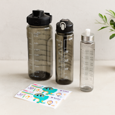 Pipetli Motivasyon Suluk Matara Telefonluklu ( 3 parça 500-900-2000ML)